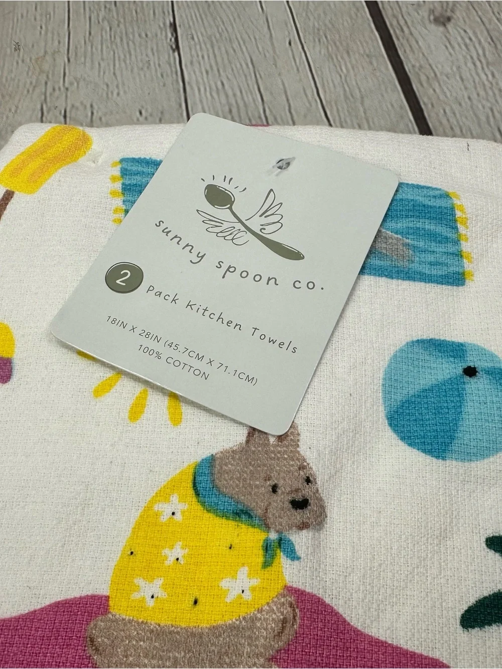 NWT sunny spoon co. 2pk kitchen towels summer beach coastal colorful